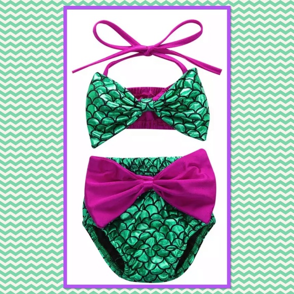 🧜🏻New🧜🏻Little Girls Mermaid Two Piece Swimsuit - Picture 2 of 4